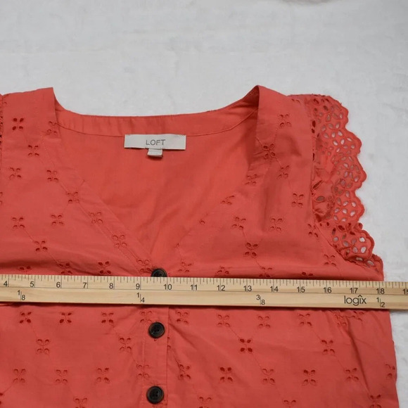 Ann Taylor Loft Babydoll Dress Sz 4 Eyelet Lace Tiered Cotton Cottagecore Boho - Picture 11 of 16